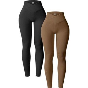 Women's 2 Piece Yoga Leggings Ribbed Seamless